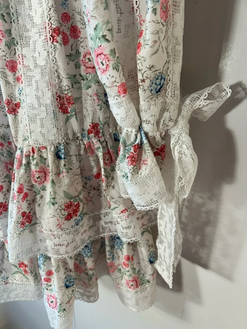 Anthropologie Stellah SZ L White Floral Dress Romantic Cottage Boho Coquette - Picture 9 of 16